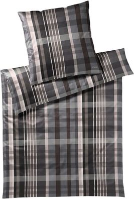 Joop! Mako-Satin Bettwäsche 135x200 Checks stone Karo grau taupe 4098-9