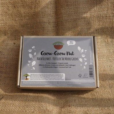 Grow-Grow Nut, Nachfüllpaket "The Mikro Greens", 3x Bio-Saatgut (Kresse,