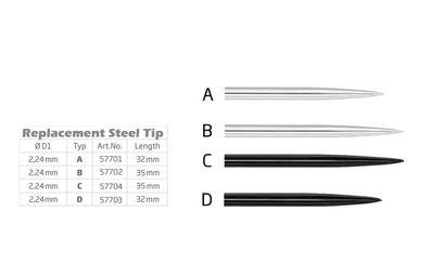 BULL'S Dartspitzen medium silber für Steeldarts, B / Inhalt 6 Stück