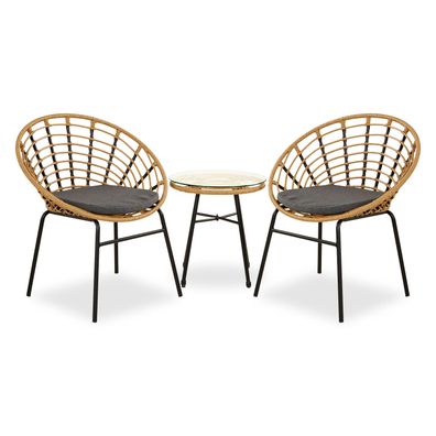 Gartenmöbel Set Balkonmöbel Poly Rattan Natur Garten Lounge Möbel Set 2 Outdoor