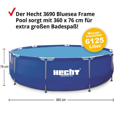 Pool Stahlrohrpool Pool Schwimmbecken 6125 Liter 360 x 76 cm