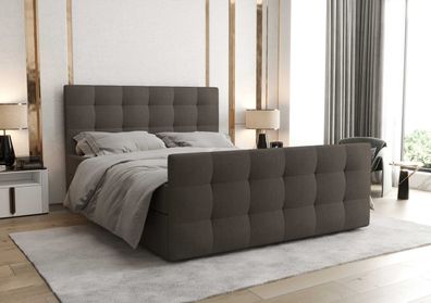 FURNIX Boxspringbett MULAN 2 160x200 gepolstertem Kopf- Fußteil CO03 Braun