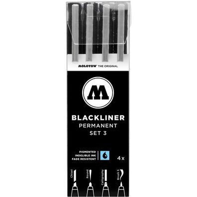 Molotow 52 MO200494 Blackliner SET 3 Fineliner-Set schwarz 4 St