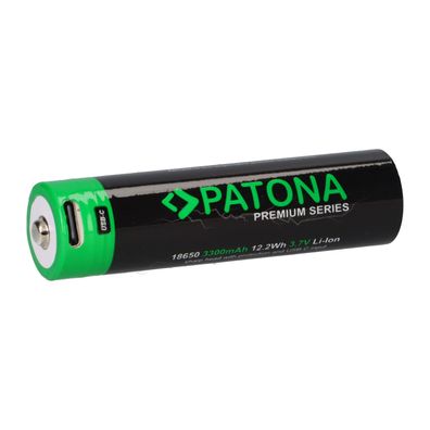 PATONA Premium 18650 Zelle Li-Ion Akku + USB-C Input 3,7V 3300mAh