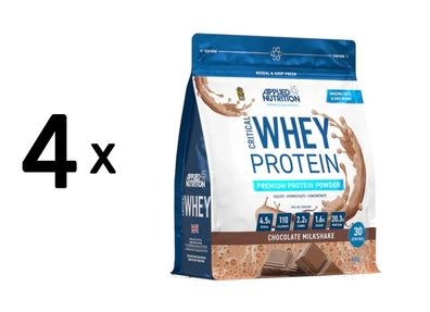 4 x Applied Nutrition Critical Whey (900g) Chocolate Milkshake