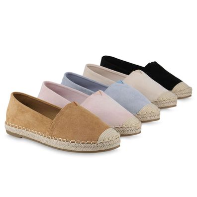 VAN HILL Damen Espadrilles Slippers Bast Sommer Freizeit Schuhe 841174