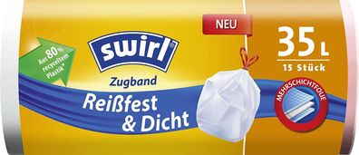 Swirl 35 Liter Müllbeutel mit Zugband R+D, (15/Rolle)