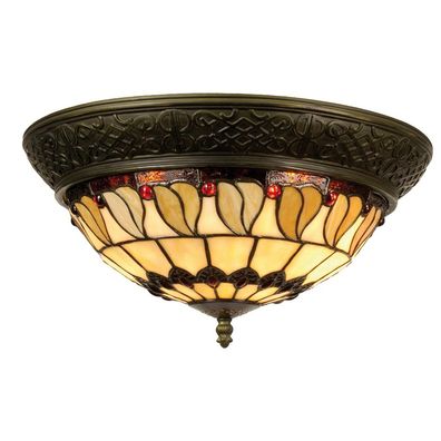 LumiLamp Deckenlampe Tiffany Ø 38x19 cm Beige Braun Glas Dreieck