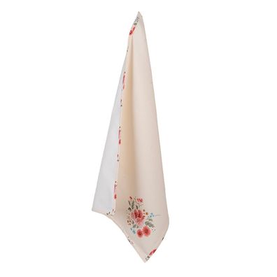 Clayre & Eef Geschirrtuch 50x70 cm Beige Baumwolle Rosen (Gr. 50x70 cm)