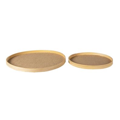 Clayre & Eef Serviersplatte 2er Set Braun Holz Rund (Gr. (2) Ø 40x3 / Ø 31x3 cm)