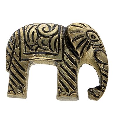 Clayre & Eef Türknauf Elefant 4x3 cm Goldfarbig Stein (Gr. 4x3x3 cm)