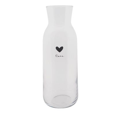 Clayre & Eef Karaffe 1000 ml Glas Herz Love (Gr. Ø 9x25 cm / 1000 ml)