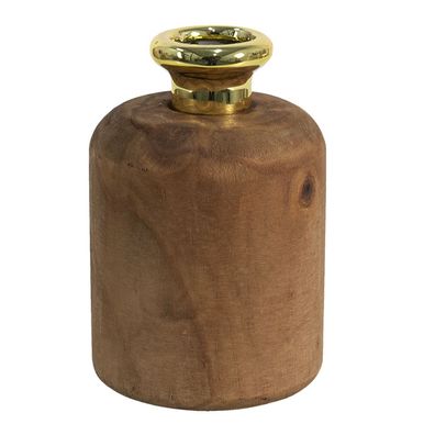 Clayre & Eef Vase Ø 8x13 cm Braun Holz Rund (Gr. Ø 8x13 cm)