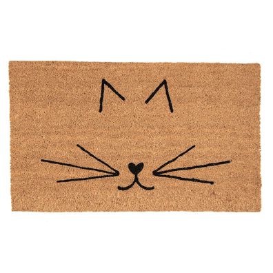 Clayre & Eef Türmatte 75x45 cm Braun Schwarz PVC-Kokosfaser Rechteck Katze