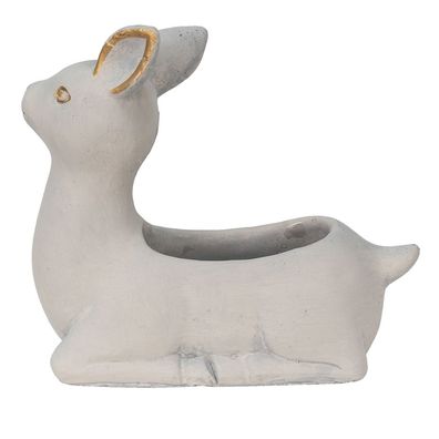 Clayre & Eef Blumentopf Hirsch 23x11x21 cm Beige Stein (Gr. 23x11x21 cm)