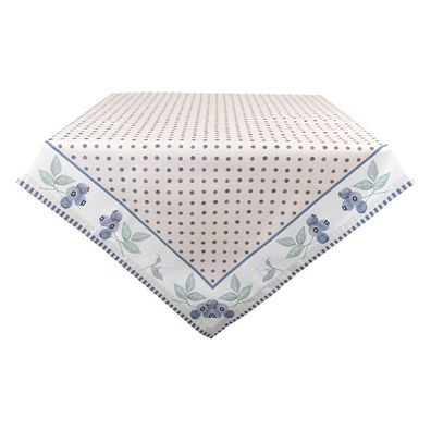 Clayre & Eef Tischdecke 100x100 cm Beige Blau Baumwolle Quadrat Blaubeeren