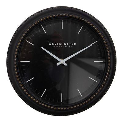 Clayre & Eef Wanduhr Ø 28x5 cm Schwarz Kunststoff Glas