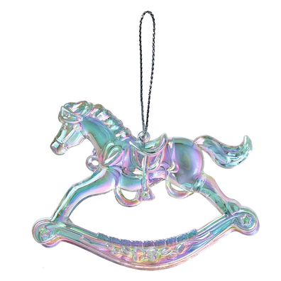 Clayre & Eef Weihnachtsanhänger Schaukelpferd 8 cm Silberfarbig Kunststoff