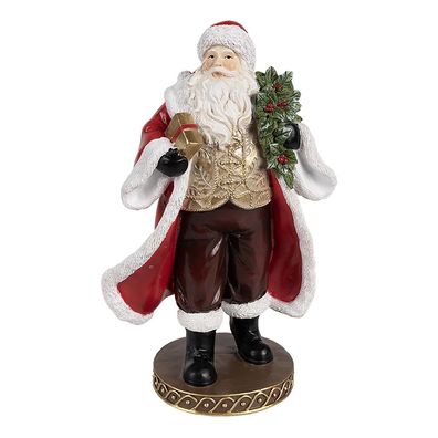 Clayre & Eef Weihnachtsdekorationsfigur Weihnachtsmann 23 cm Rot Kunststoff