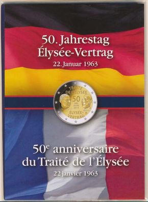 Leuchtturm Einsteckfolder f. 2 Euro-Satz 50 Jahre Elysee-Vertrag