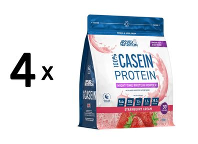 4 x Applied Nutrition 100% Casein Protein (900g) Strawberry Cream