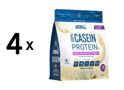 4 x Applied Nutrition 100% Casein Protein (900g) Vanilla Cream