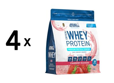 4 x Applied Nutrition Critical Whey (900g) Strawberry Milkshake