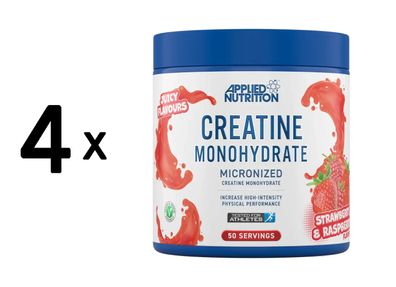 4 x Applied Nutrition Flavoured Creatine Monohydrate (250g) Strawberry and Raspberry