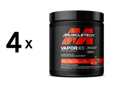 4 x Muscletech Vapor X5 EU (30 Serv) Fruit Punch