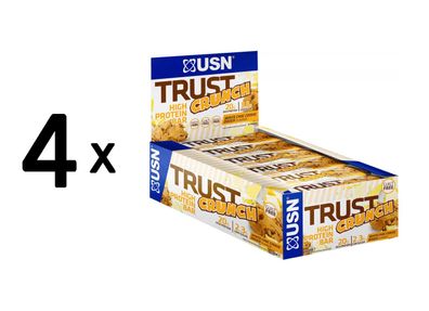 4 x USN Trust Crunch Bars (12x60g) White Chocolate Cookie Dough