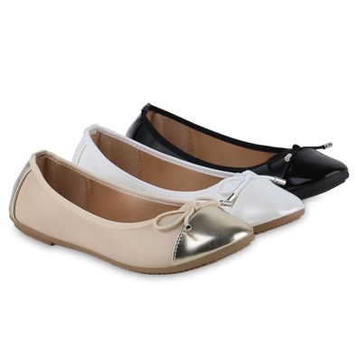 VAN HILL Damen Klassische Ballerinas Elegante Lack Schleifen Schuhe 841030