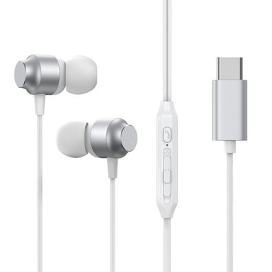 Joyroom JR-EC06 USB-C Kabelkopfhörer In-Ear-Kopfhörer – Silber 1200 mm