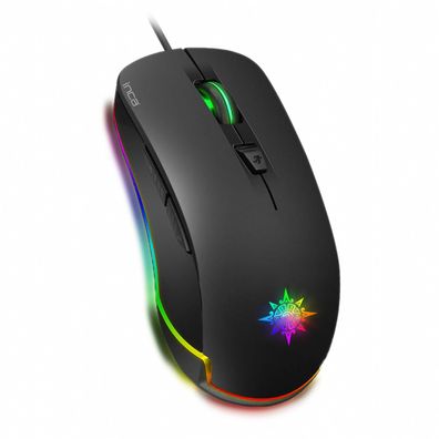 INCA IMG-327 PRO Optisch Gaming Maus 4800 DPI RGB-Logo-Effekt schwarz