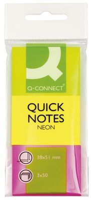 Q-Connect® KF01224 Haftmarker Neon - 38 x 51 mm, 3x 50 Streifen