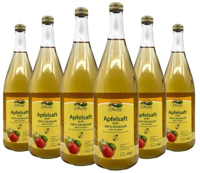 Bleichhof Apfelsaft klar - 100% Direktsaft, vegan, OHNE Zuckerzusatz (6x 0,95l)