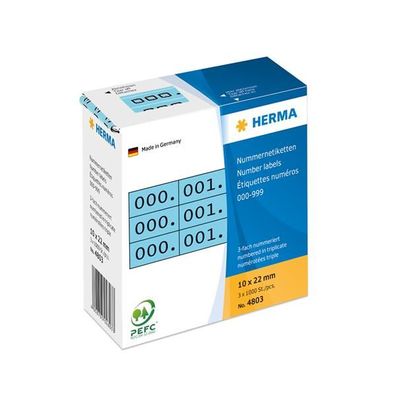 HERMA Nummern-Etiketten 0-999, 10 x 22 mm, schwarz, dreifach