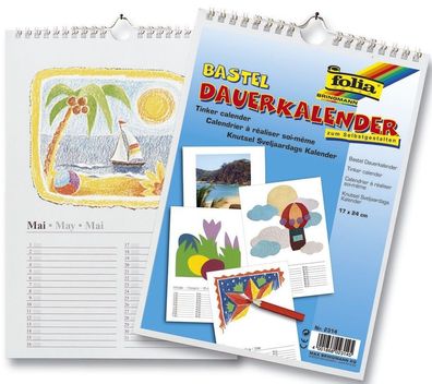 Folia 2313 Bastelkalender - A4, blanco, weiß, 13 Blatt + 1 zusätzliches Deckblatt(S)