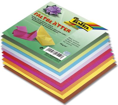 Folia 8960 Faltblätter 10 x 10 cm - 10 Farben sortiert, 500 Blatt, 70g/qm