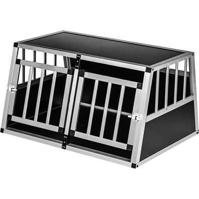 petstuff® Hundetransportbox schräge Frontseite und Rückwand 75°, Aluminium, robus