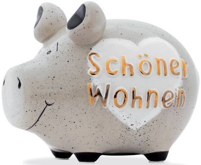 KCG 101655 Spardose Schwein "Schöner Wohnen" - Keramik, Gold-Edition, klein