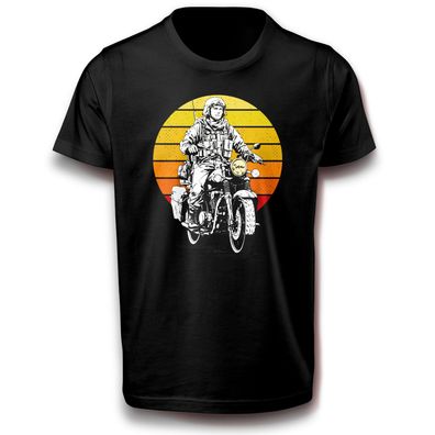 Militär Armee Soldat auf Motorrad im Sonnenuntergang Heer Streitkräfte T-Shirt