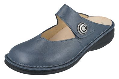 FINN Comfort Canaro Damen Clog blau grau steel Ancona Glattleder