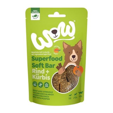 WOW Superfood Soft-Bar Rind & Kürbis 12 x 150g (72,17€/kg)