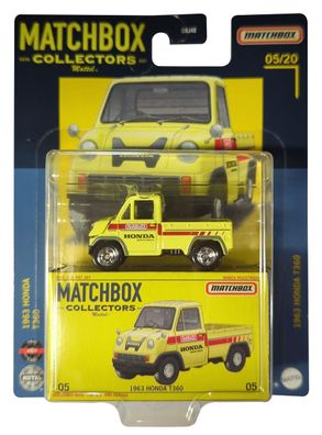 Mattel HFL79 Matchbox Collectors 1963 Honda T360 Mini-Truck, Lastwagen gelb, Sam