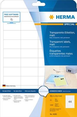 HERMA Folien-Etiketten Special, 48,3 x 25,4 mm, transparent