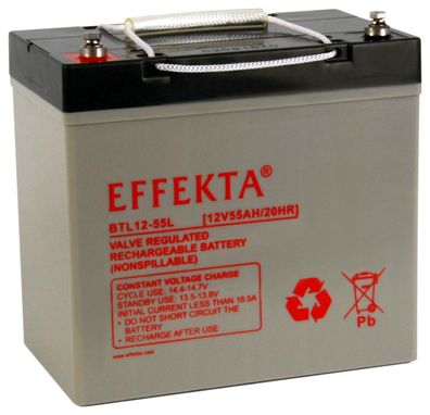 Effekta BTL 12-55L Blei-Vlies Akku AGM VRLA 12V 55Ah