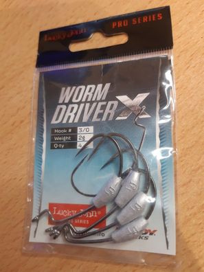 NEU 4x Lucky John Worm Driver Haken für Gummiköder Angelhaken Hook 3/0 2g