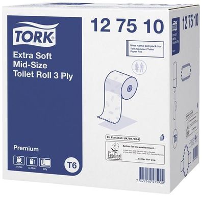 Tork® 127510 Toilettenpapier Midi für T6 System - extra weich, 3-lagig, 27 Rollen