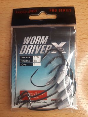 NEU 4x Lucky John Worm Driver X Haken für Gummiköder Angelhaken Hook 5/0 3g