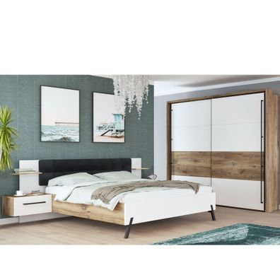 Schlafzimmer Kara 10 weiß 2-teilig Nako Bett Schrank